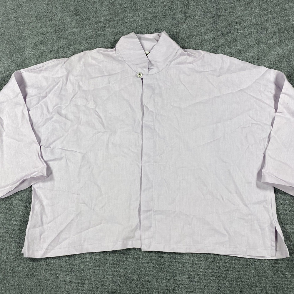 Planet By Lauren G Signature Linen Shirt OS Purple Tunic Lagenlook
